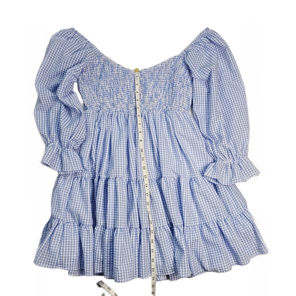 Mable Gingham Babydoll Cottagecore Ruffle Mini Flirty Dress - Picture 7 of 14